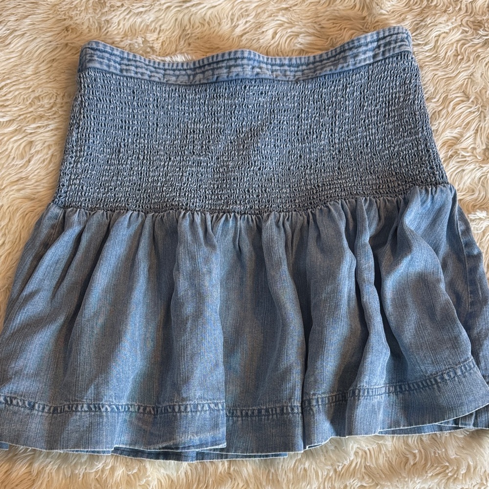 Salt Water Luxe- Chic Blue Denim (Stretch) A-Line Skirt - Women’s/Juniors